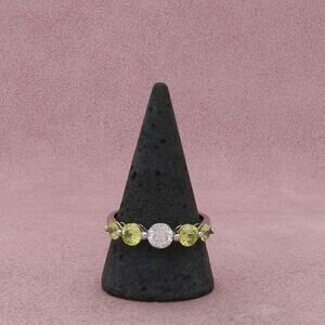 sterling silver round-cut yellow & clear cz ring size 11.5